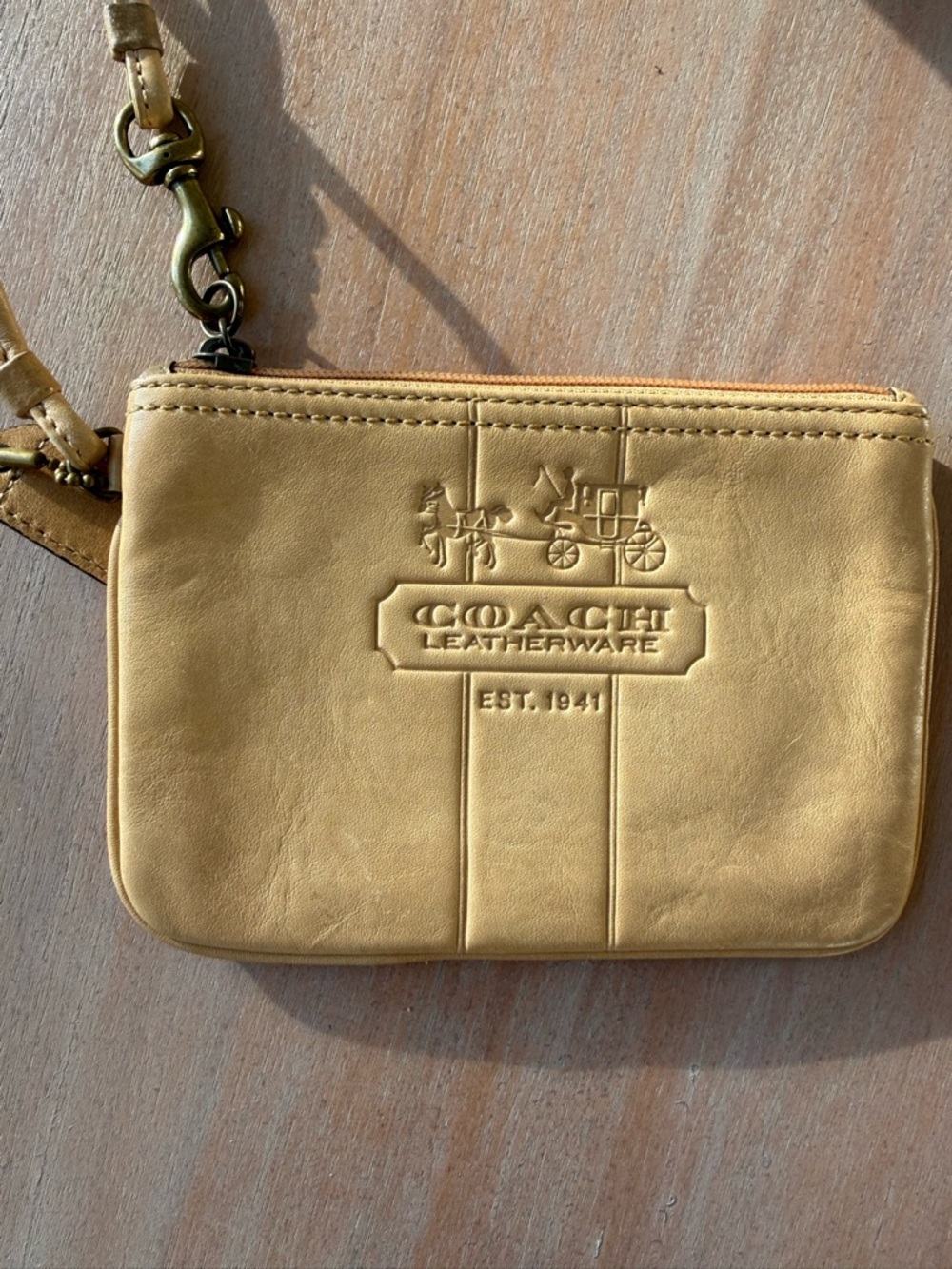 Coach Yellow Leather Embossed Wristlet